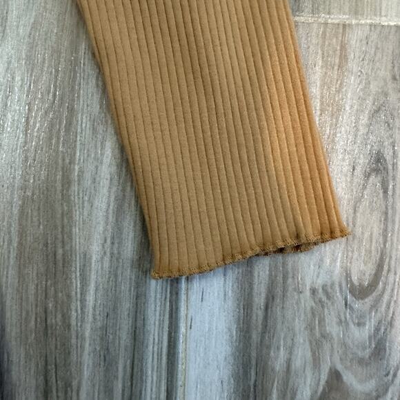 Pact Dress Ribbed Jazz Brown Camel Size Large Long Sleeve Belted Midi Organic - Picture 6 of 11